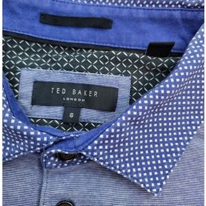 Ted Baker London Mens Blue Micro Stripe Polo Shirt Size 6 XXL Cotton Pocket